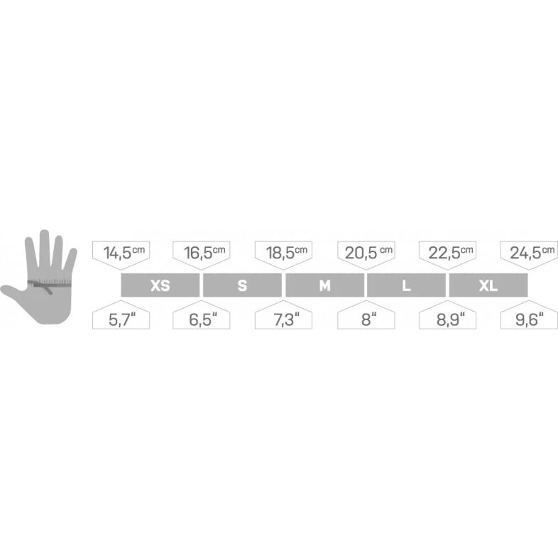 Ocun Crack Gloves Size Chart